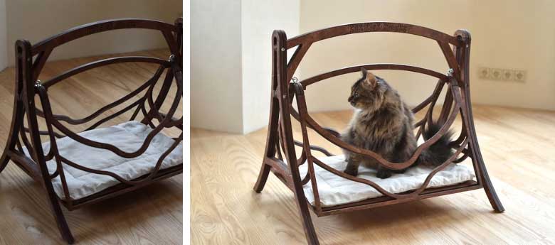 wooden cat swing hammock 