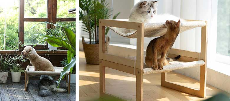 wooden stable cat hammock for small pets by fukumara brand