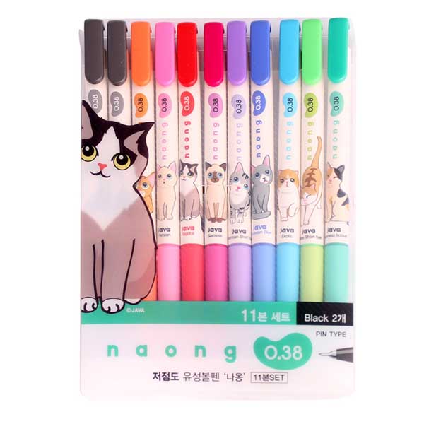 Beecrazee 11-set ballpoint pens with kitties