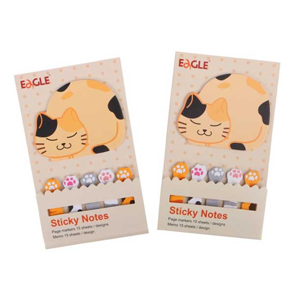 Sticky noted with cat's paws for cat lovers