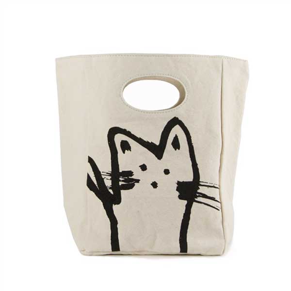 Organic lunch bag with a funny cat