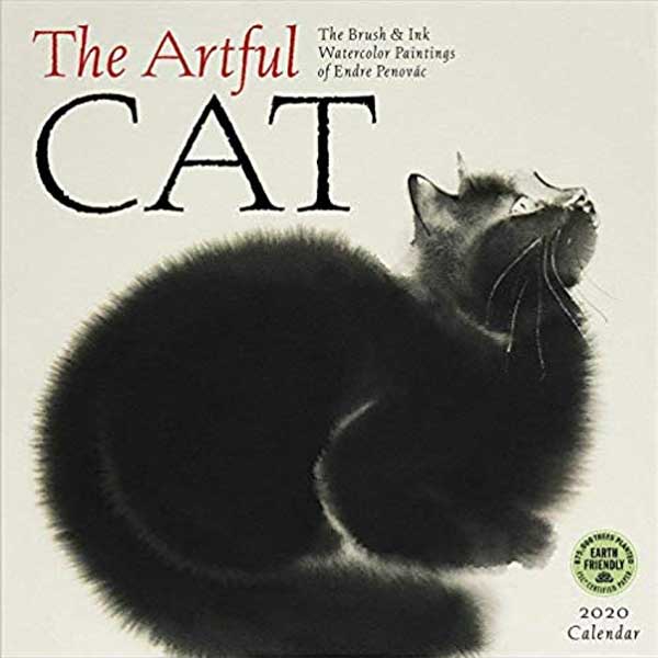 The Artful Cat 2020 Wall Calendar: Brush & Ink Watercolor Paintings