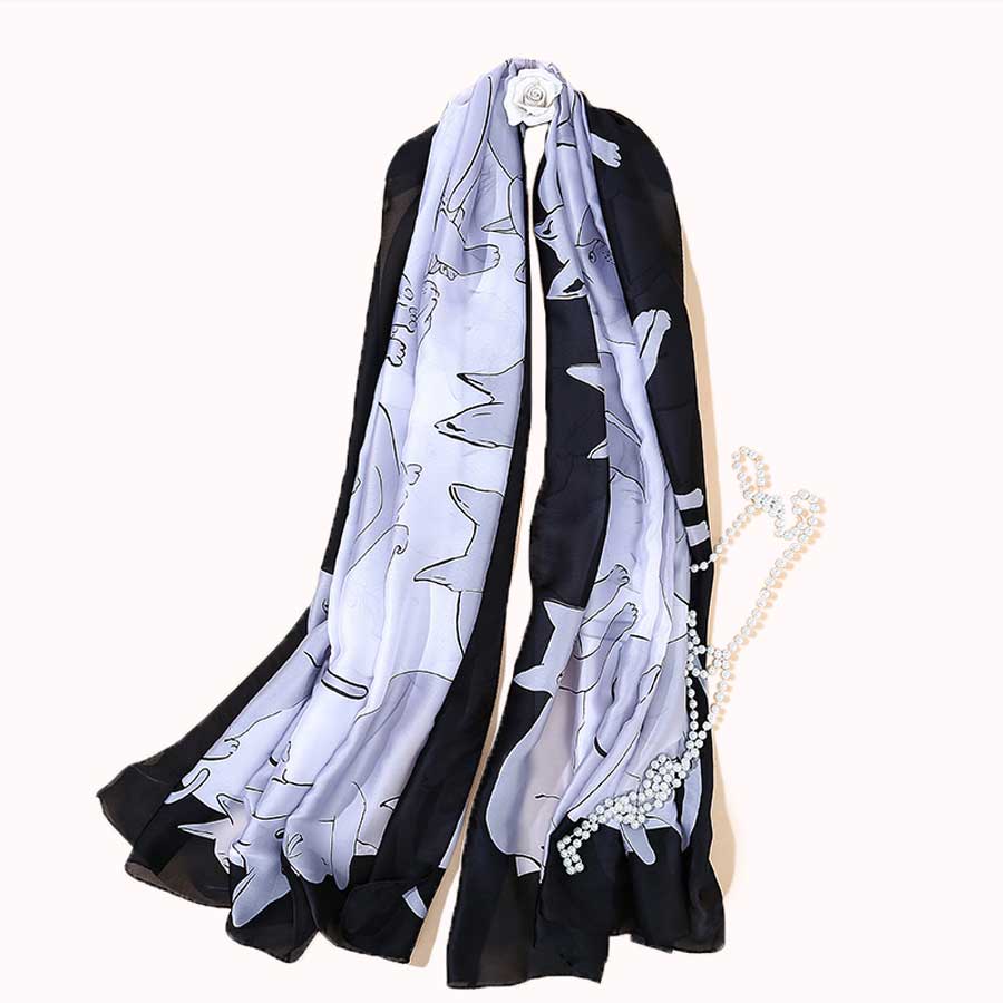 Cozy cat silk scarf