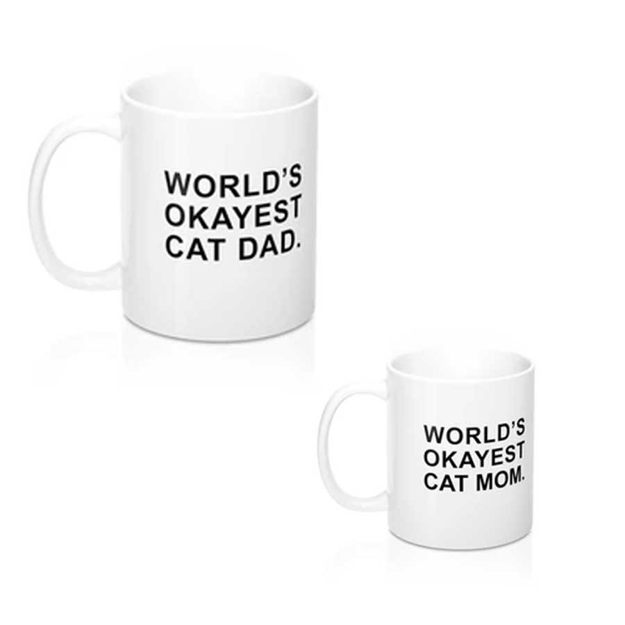  World's Okayest cat dad or mom mug