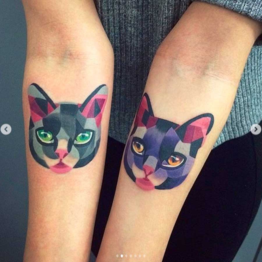 Cat faces tattoo by Sasha Unisex