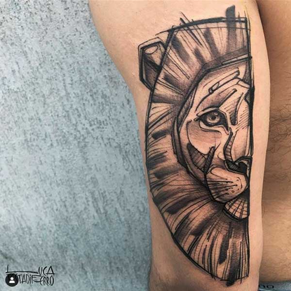 Sketch black and white wild cat tattoo by LUCA TESTADIFERRO