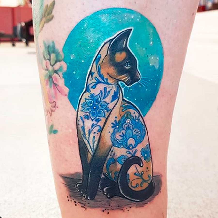 watercolor tattoo cat