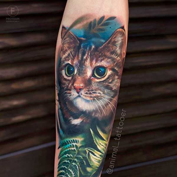 A domestic cat tattoo by Natasha Animal