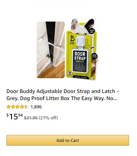 DoorBuddy product on Amazon to keep dogs out of kitty litter box