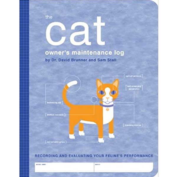 Illustratioin of a ginger cat with blues eyes on The Cat Owner's Maintenance Log David Brunner