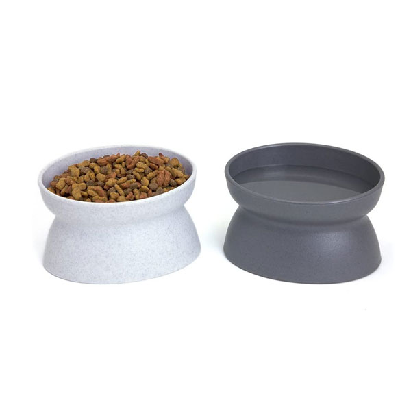 a set of two elevated bowls for cats 