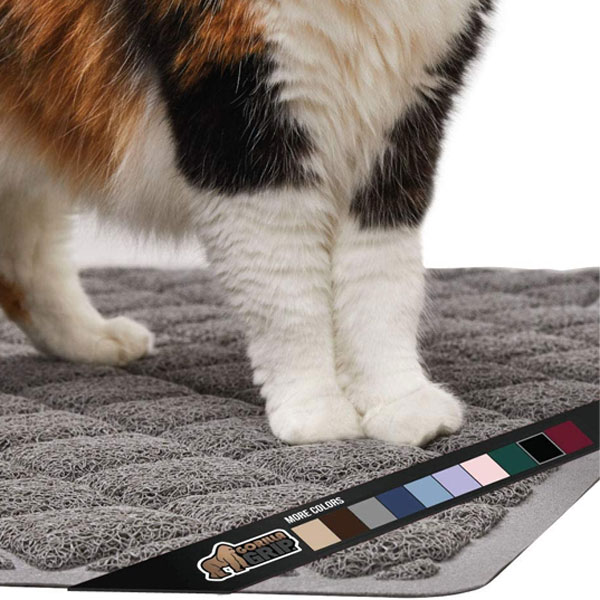 cat paws on grey premium quality durable cat litter mat