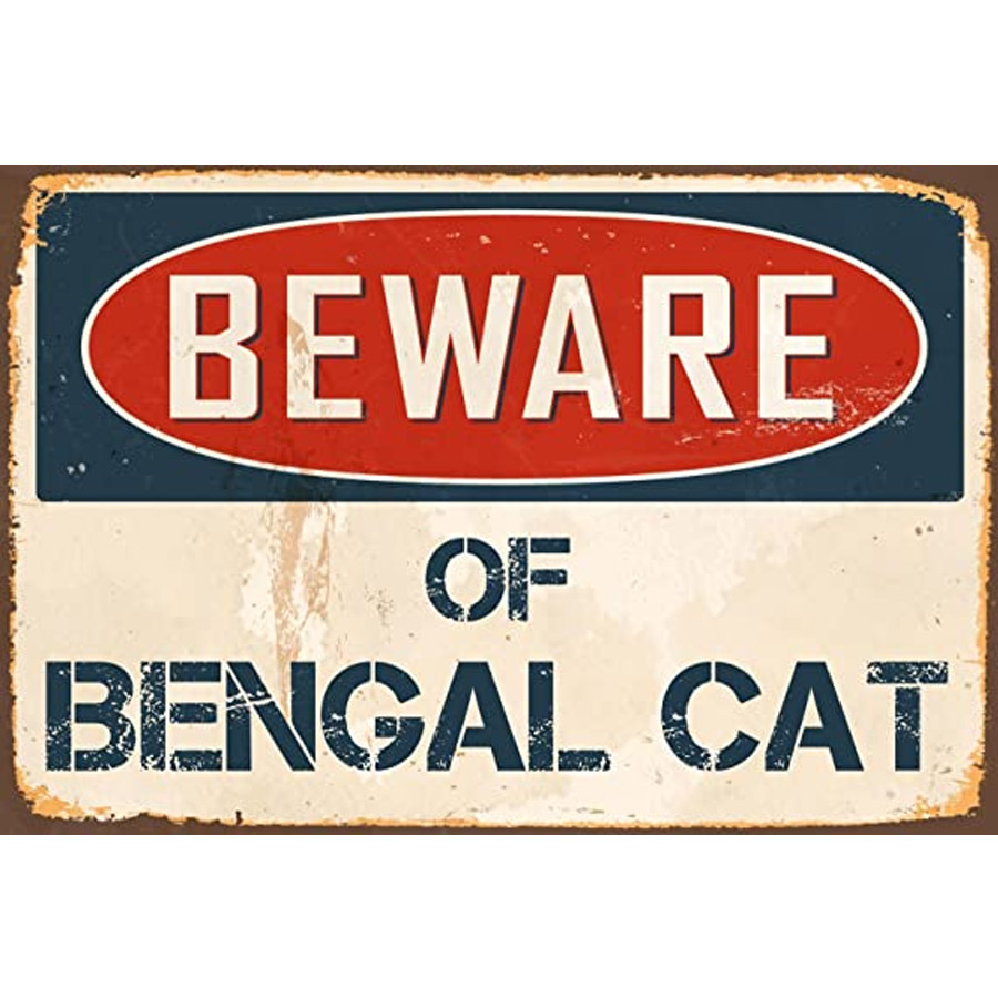 Bengal cat retro sign