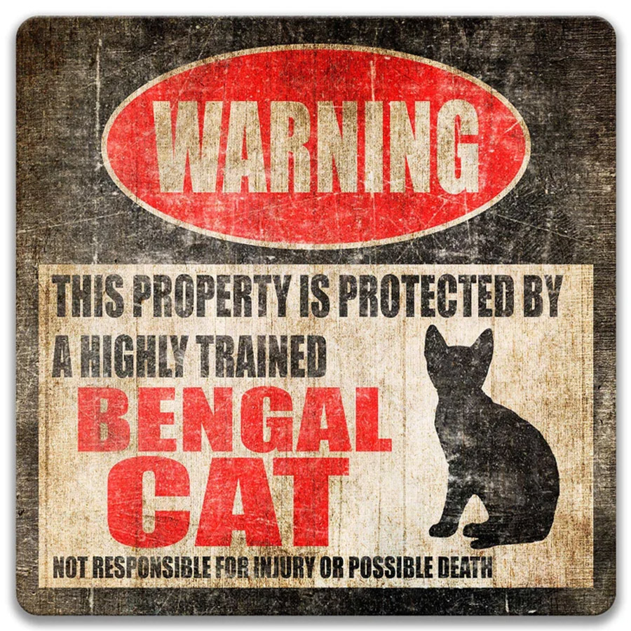 Cute retro sign with Bengal kitty