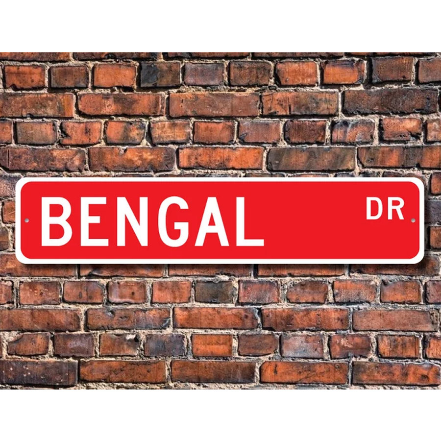 A retro red metal sign with Bengal notice