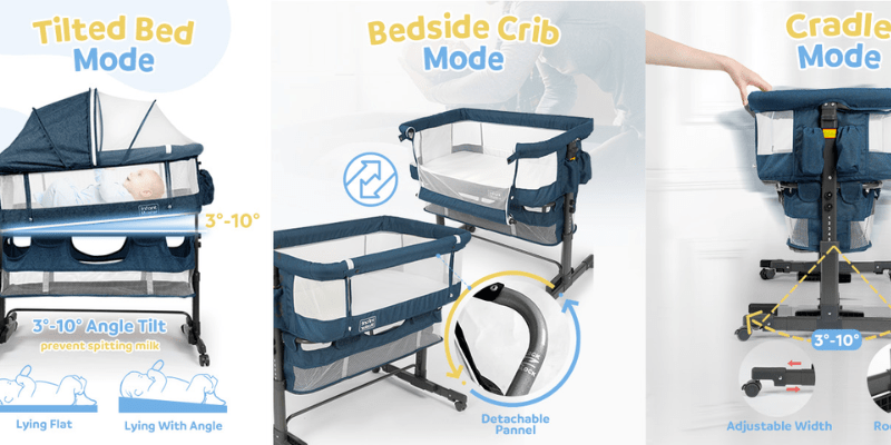 Baby Bassinet with 360° Highly Visible Mesh wall 