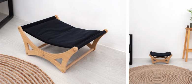 wooden cat hammock by hatata brand