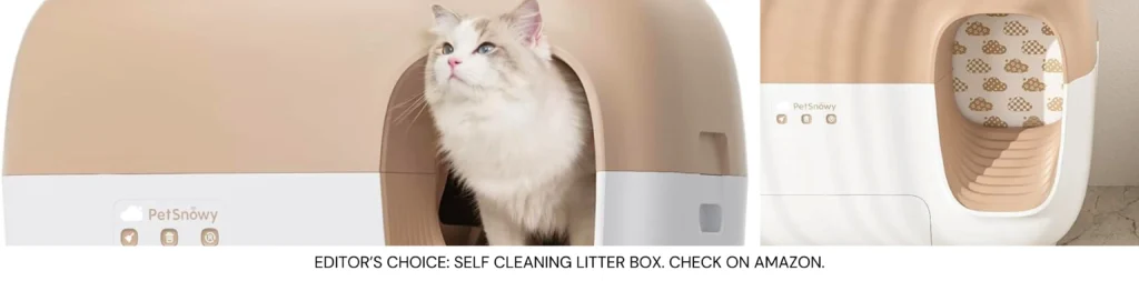 White and pastel brown cat litter box